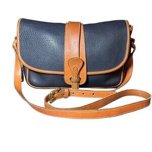 Vintage Dooney and Bourke Equestrian Riding Leather Crossbody Purse Blue
